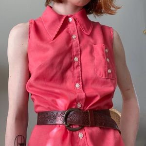 Vintage 60s Collared Sleeveless Midi Dress / NPC